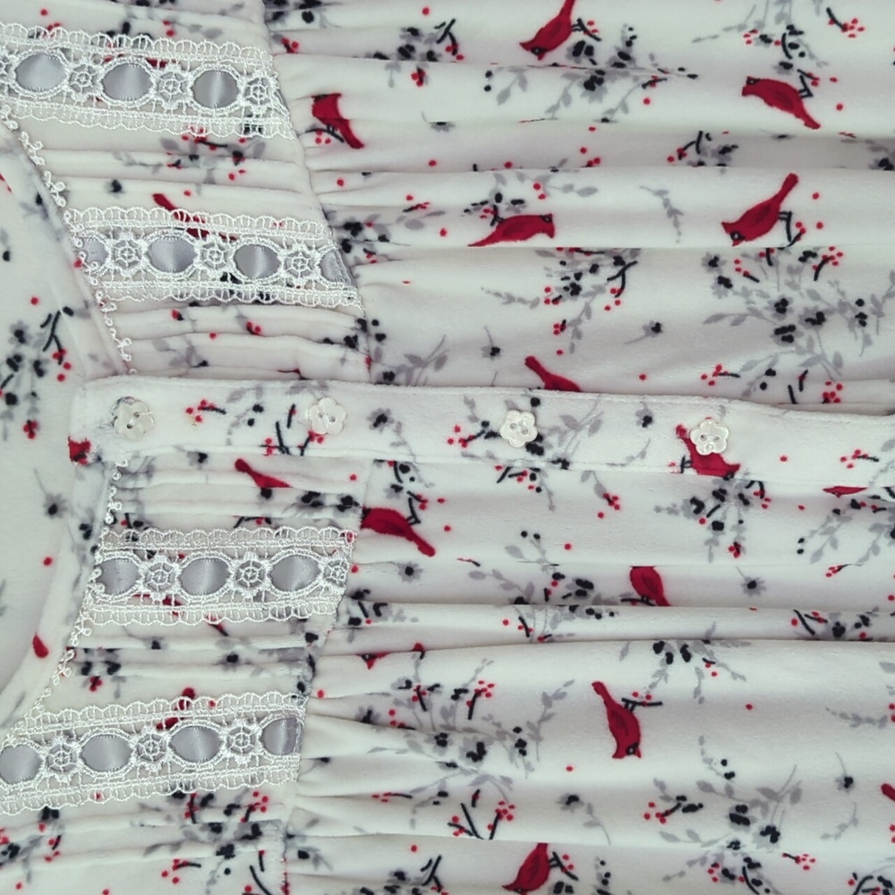 Secret Treasures Velour Long Sleeve Sleep Gown XL White Red Gray - Picture 9 of 16